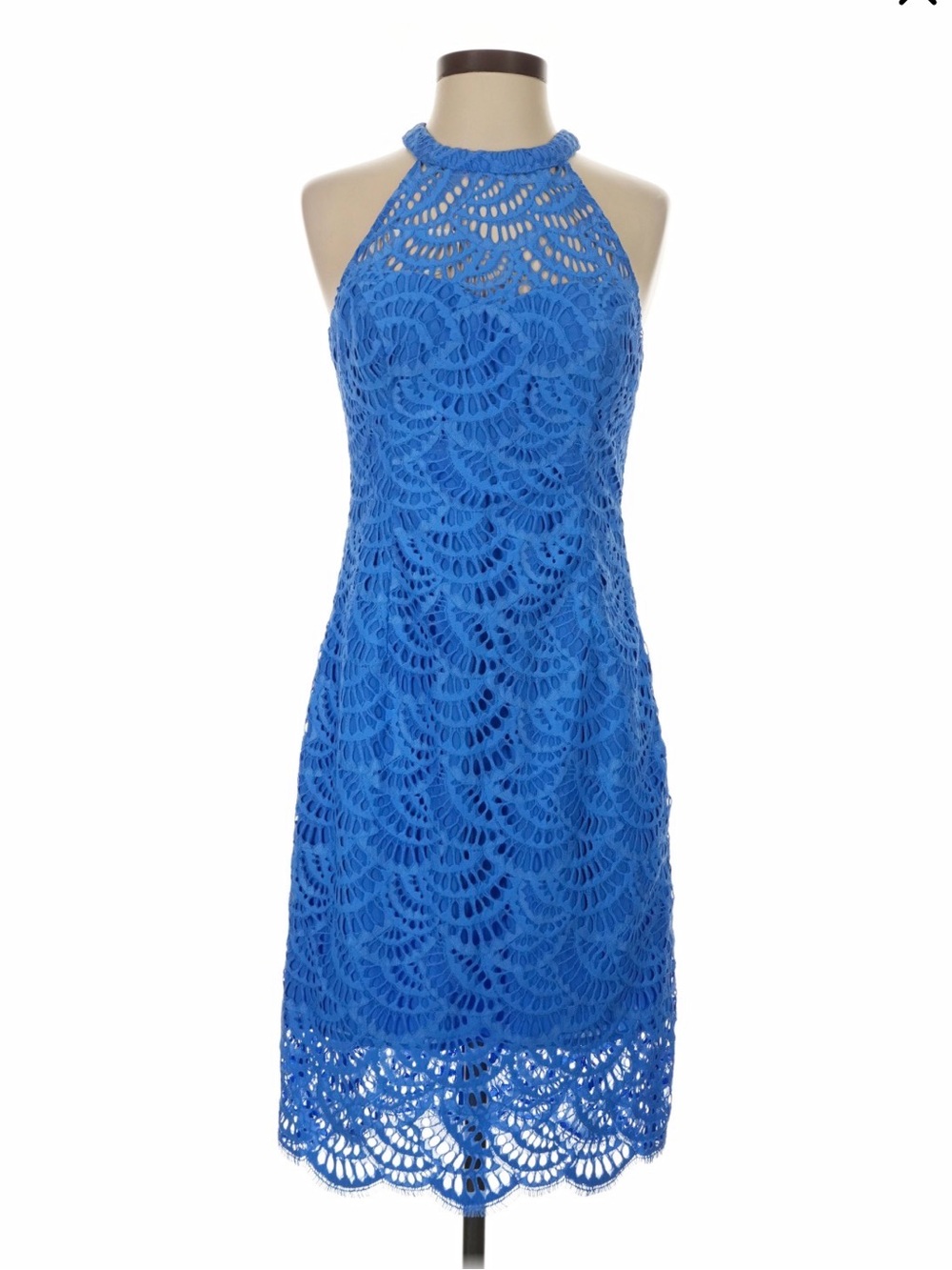 Lilly Pulitzer Royal Blue Crochet Lace Halter Midi Dress
